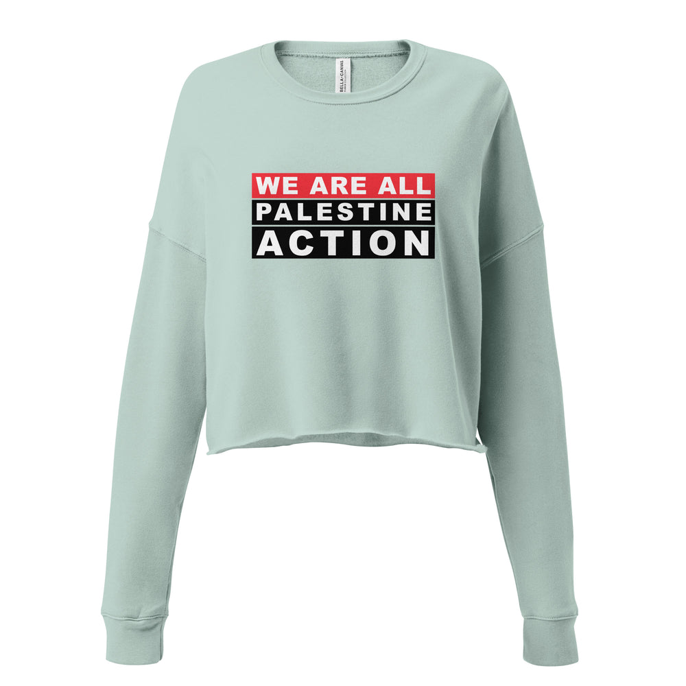 We Are All Palestine Action - Crop Sweatshirt, Womens Cropped Sweatshirt Dusty Blue