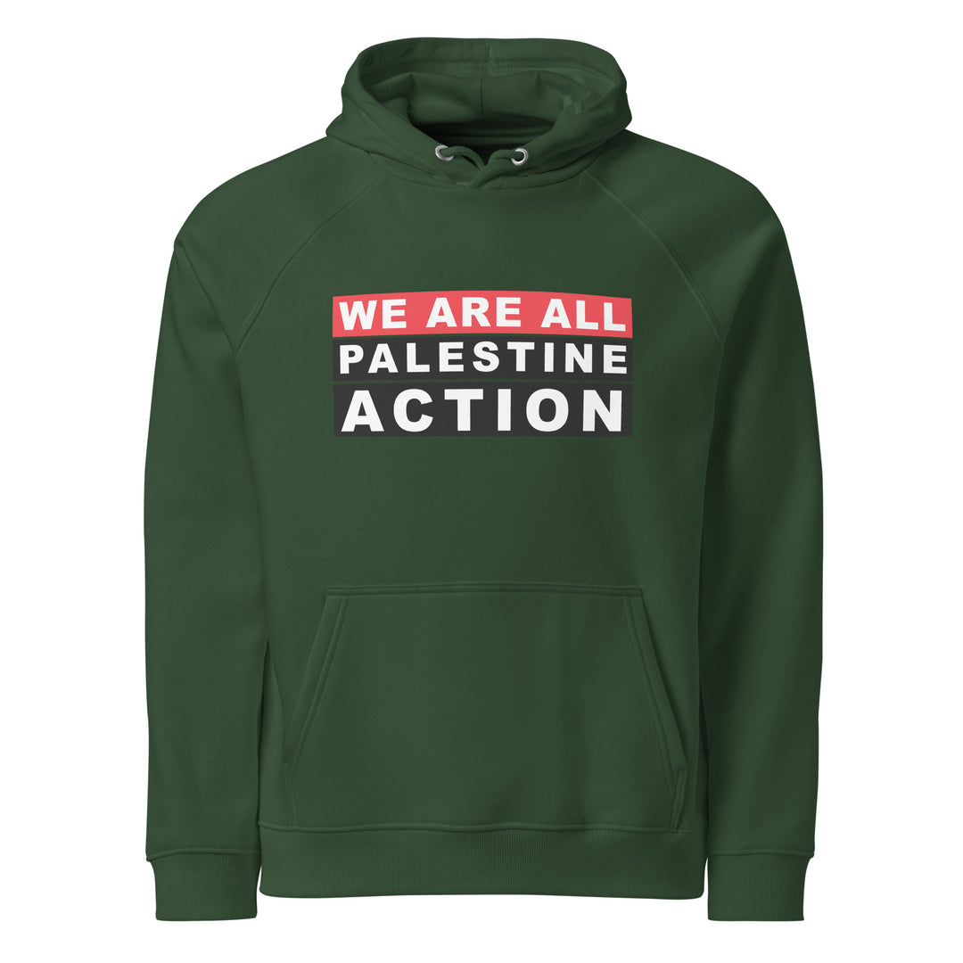 We Are All Palestine Action - Men’s Eco Raglan Hoodie, Eco Raglan Hoodie Bottle Green