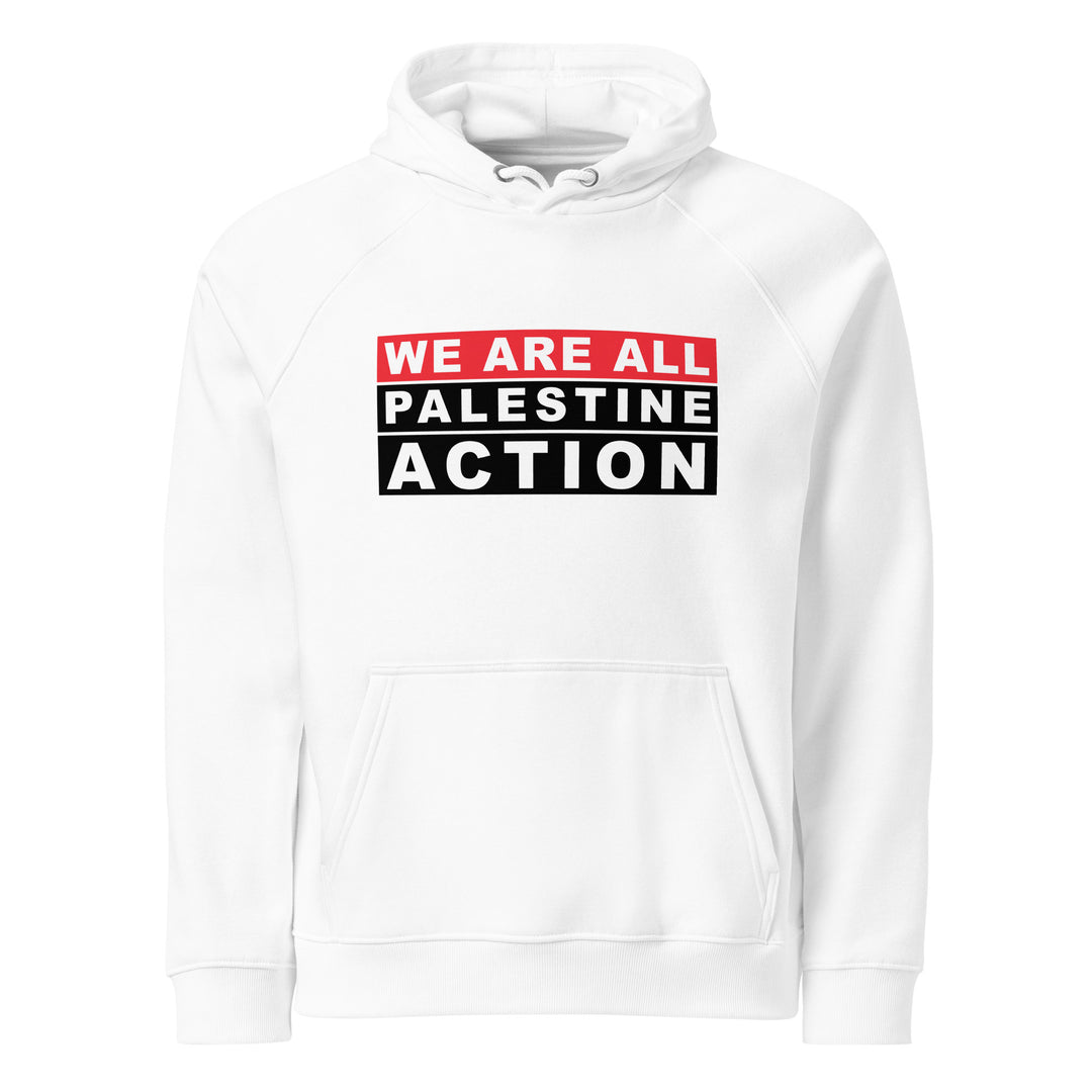 We Are All Palestine Action - Men’s Eco Raglan Hoodie, Eco Raglan Hoodie White