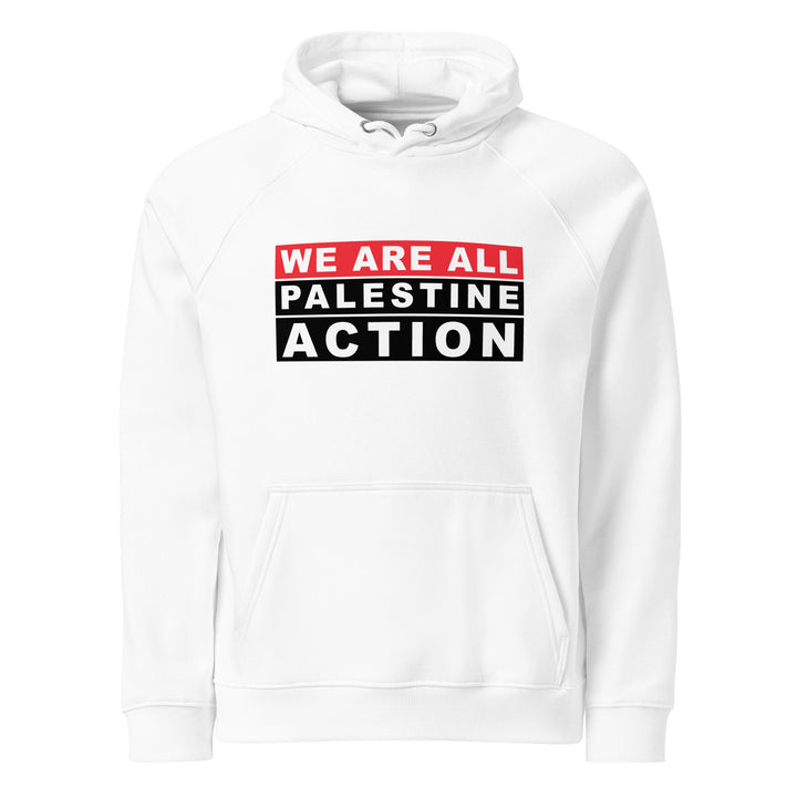 We Are All Palestine Action - Men’s Eco Raglan Hoodie, Eco Raglan Hoodie White
