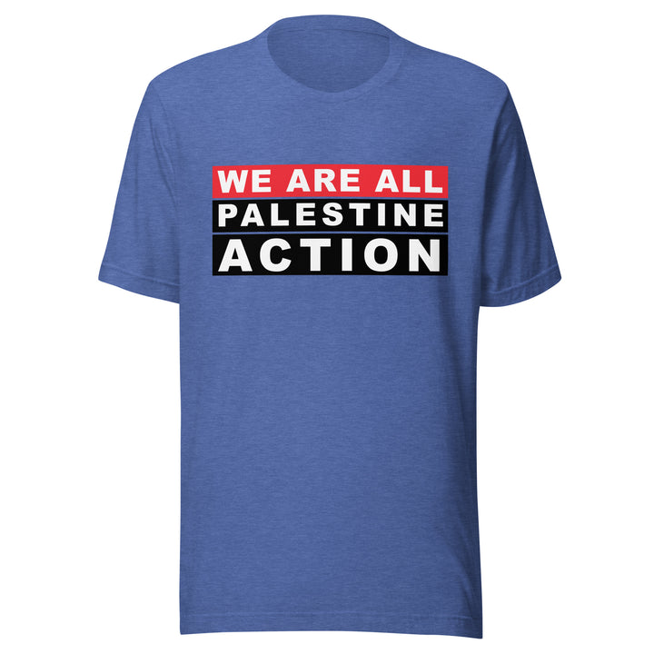 We Are All Palestine Action - Men’s T-Shirt, T Shirt Heather True Royal
