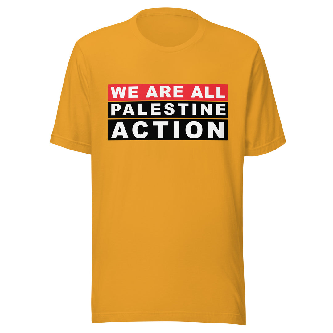 We Are All Palestine Action - Men’s T-Shirt, T Shirt Mustard