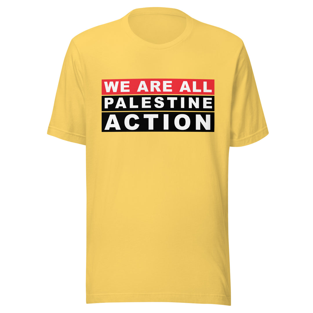We Are All Palestine Action - Men’s T-Shirt, T Shirt Yellow