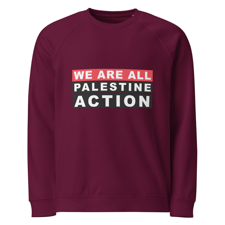 We Are All Palestine Action - Women’s Organic Raglan Sweatshirt, Burgundy