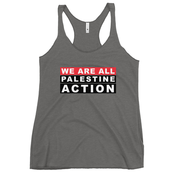 We Are All Palestine Action - Women’s Racerback Tank, Womens Racerback Tank Top Premium Heather