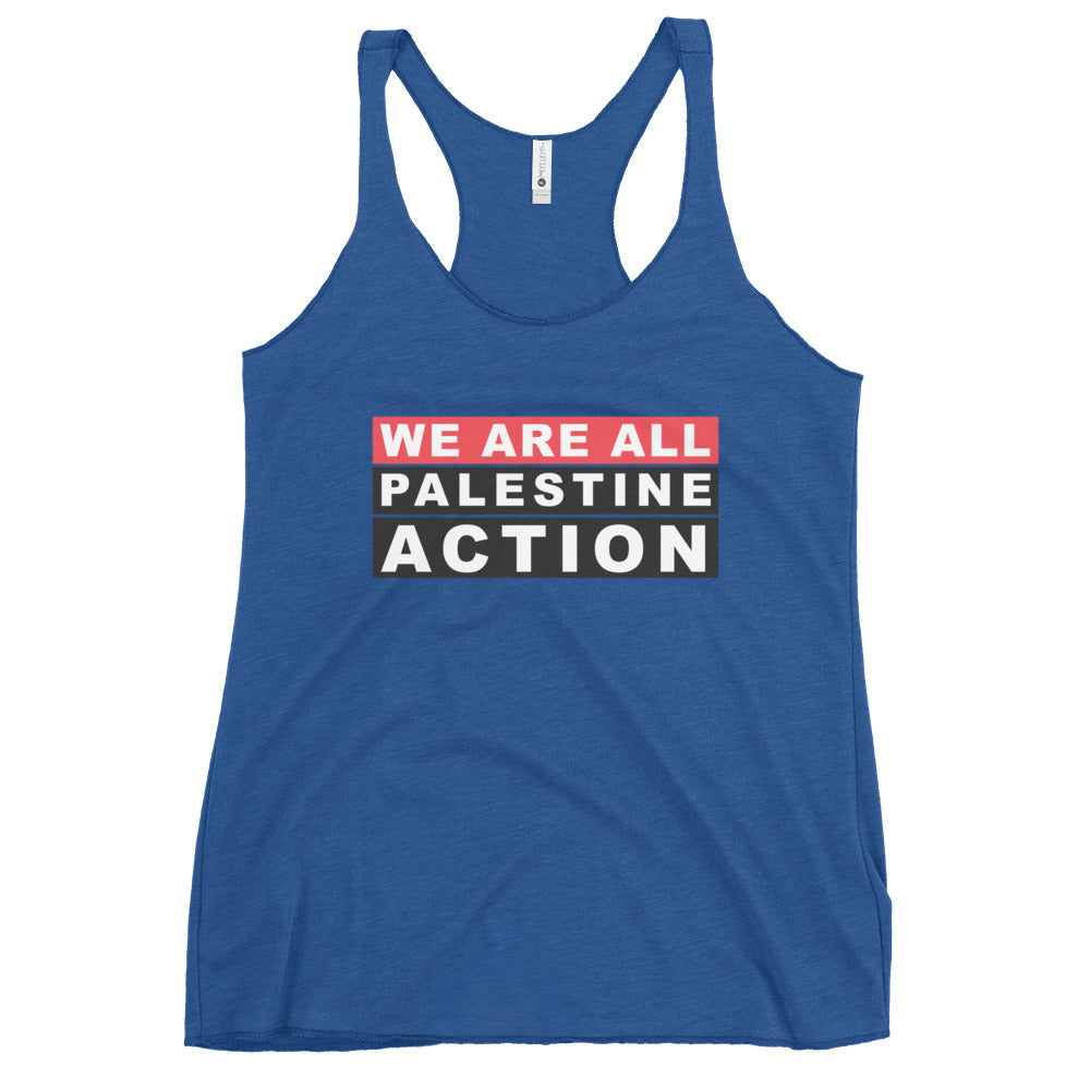 We Are All Palestine Action - Women’s Racerback Tank, Womens Racerback Tank Top Vintage Royal