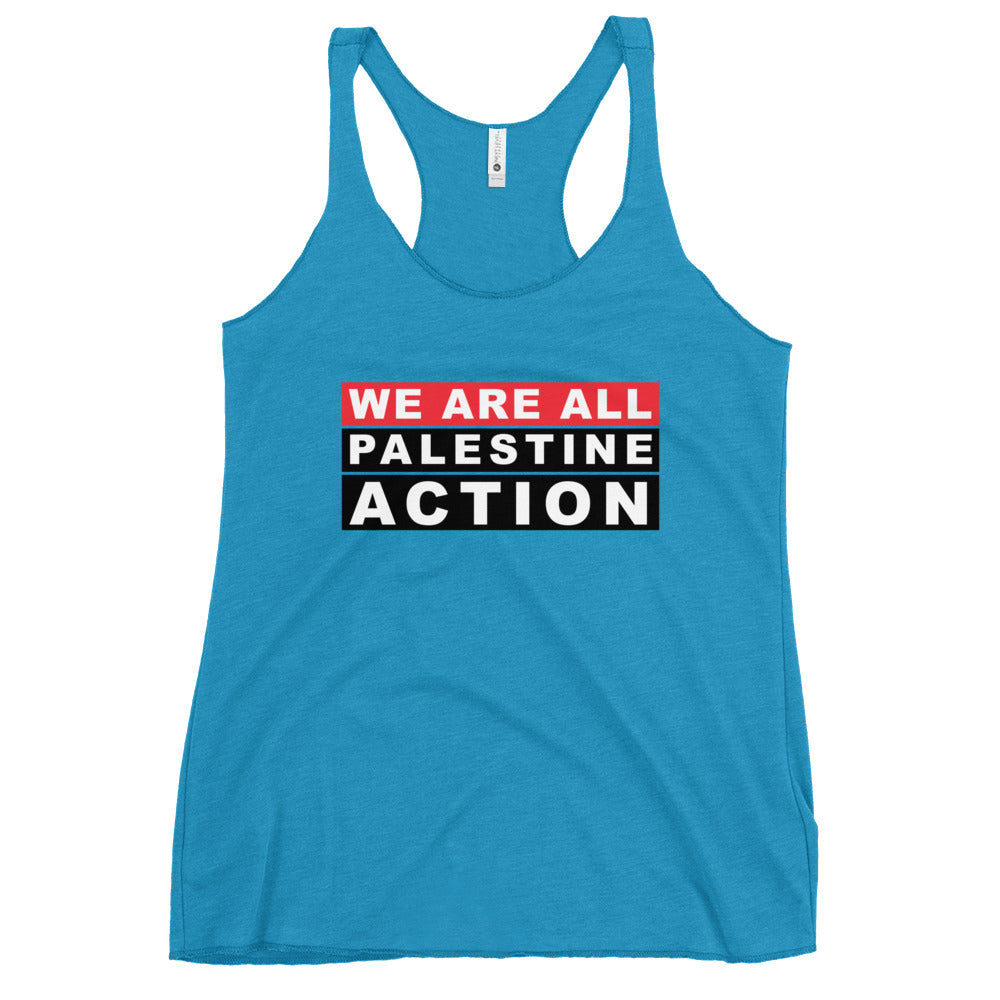 We Are All Palestine Action - Women’s Racerback Tank, Womens Racerback Tank Top Vintage Turquoise