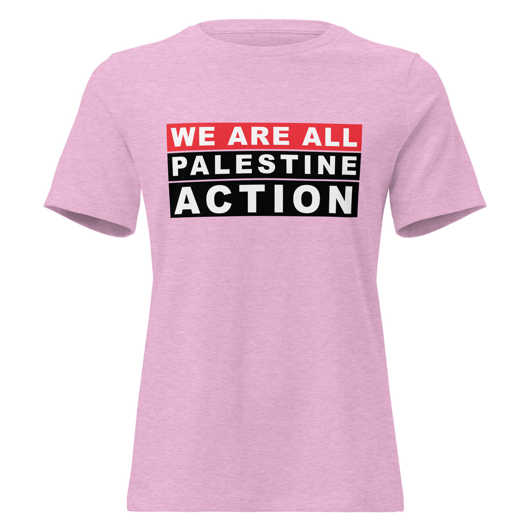 We Are All Palestine Action - Women’s Relaxed T-Shirt, Womens Relaxed T Shirt Heather Prism Lilac