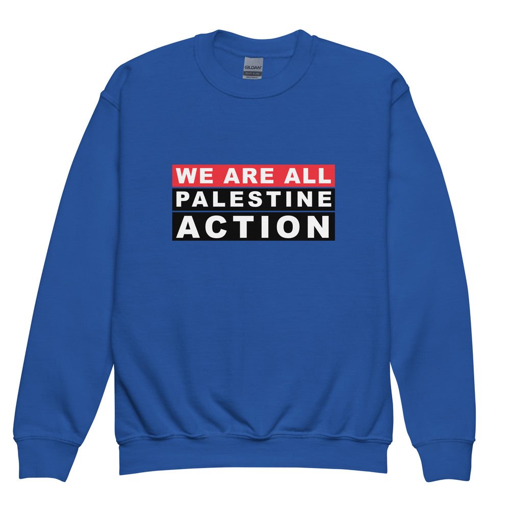 We Are All Palestine Action - Youth Crewneck Sweatshirt, Royal