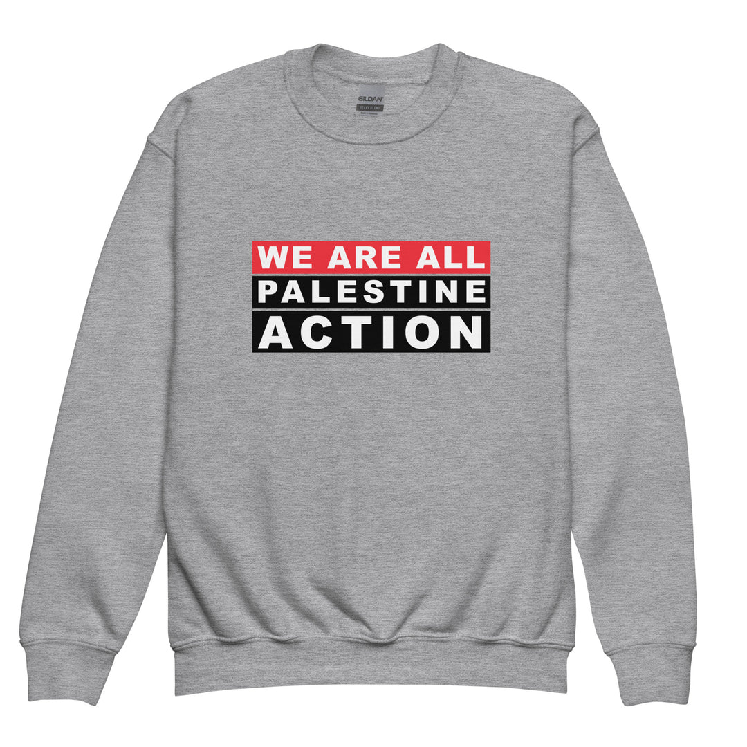 We Are All Palestine Action - Youth Crewneck Sweatshirt, Sport Grey