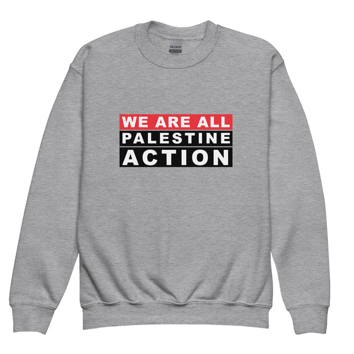 We Are All Palestine Action - Youth Crewneck Sweatshirt, Sport Grey