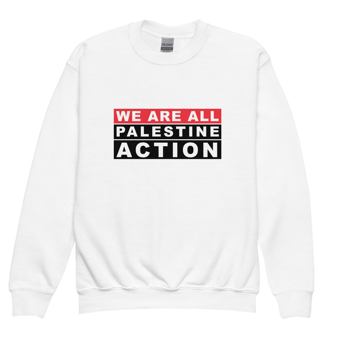 We Are All Palestine Action - Youth Crewneck Sweatshirt, White