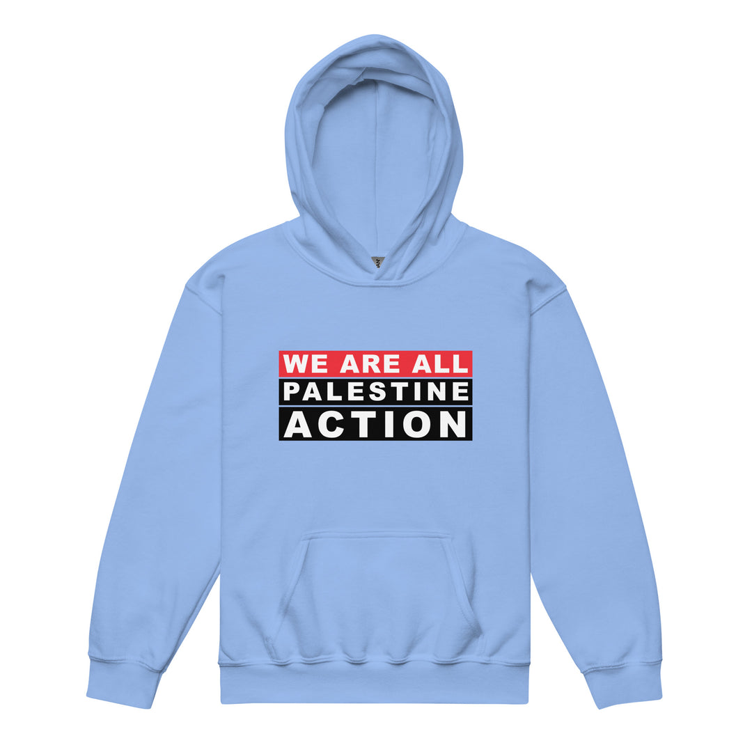 We Are All Palestine Action - Youth Heavy Blend Hoodie, Carolina Blue