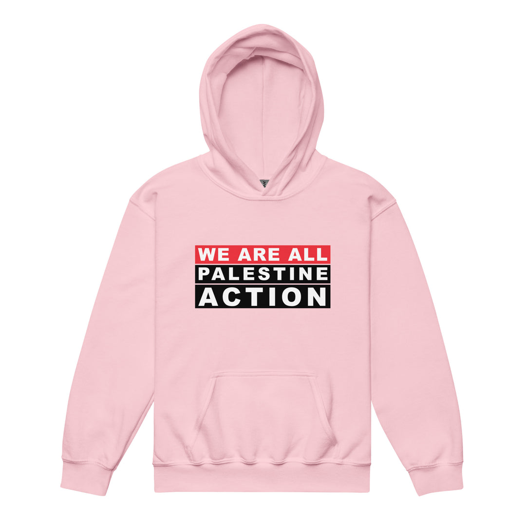 We Are All Palestine Action - Youth Heavy Blend Hoodie, Light Pink