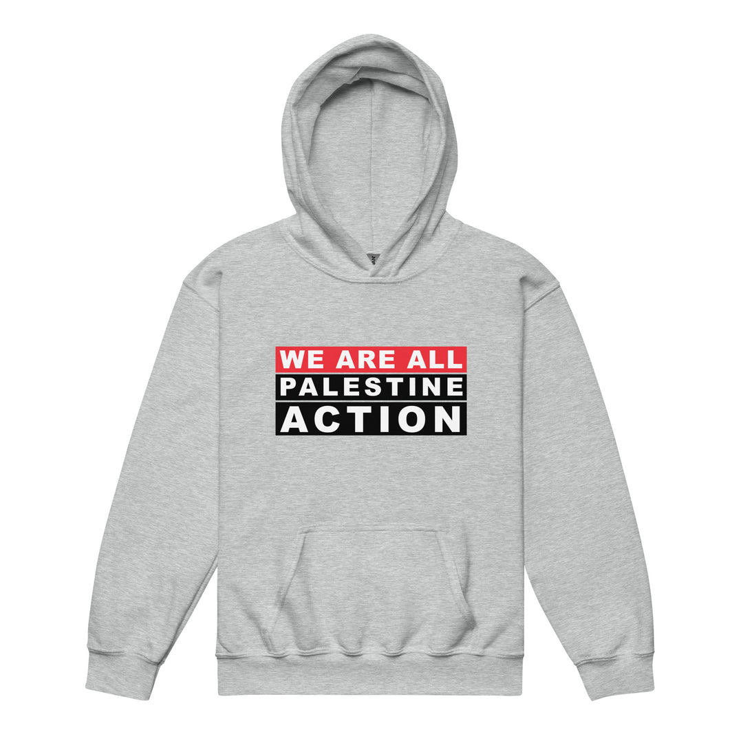 We Are All Palestine Action - Youth Heavy Blend Hoodie, Sport Grey