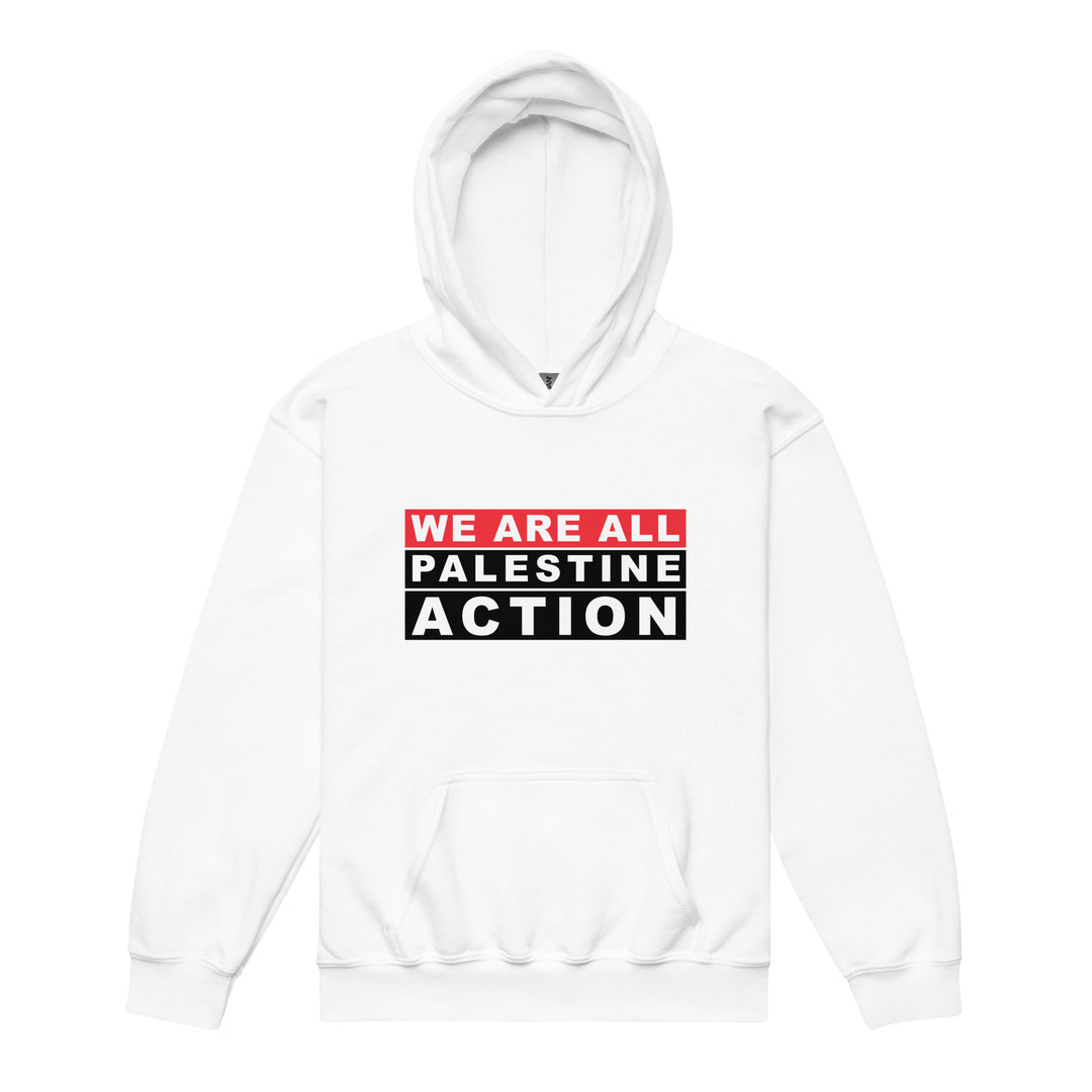 We Are All Palestine Action - Youth Heavy Blend Hoodie, White