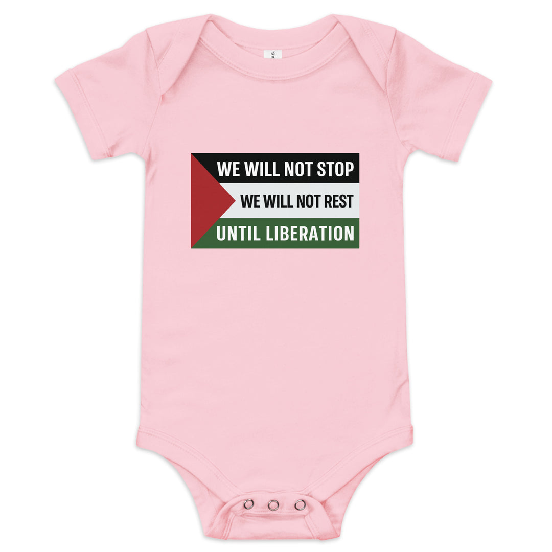 We Will Not Stop - Baby Short Sleeve One Piece, Pink