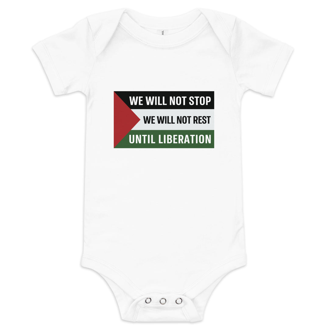 We Will Not Stop - Baby Short Sleeve One Piece, White