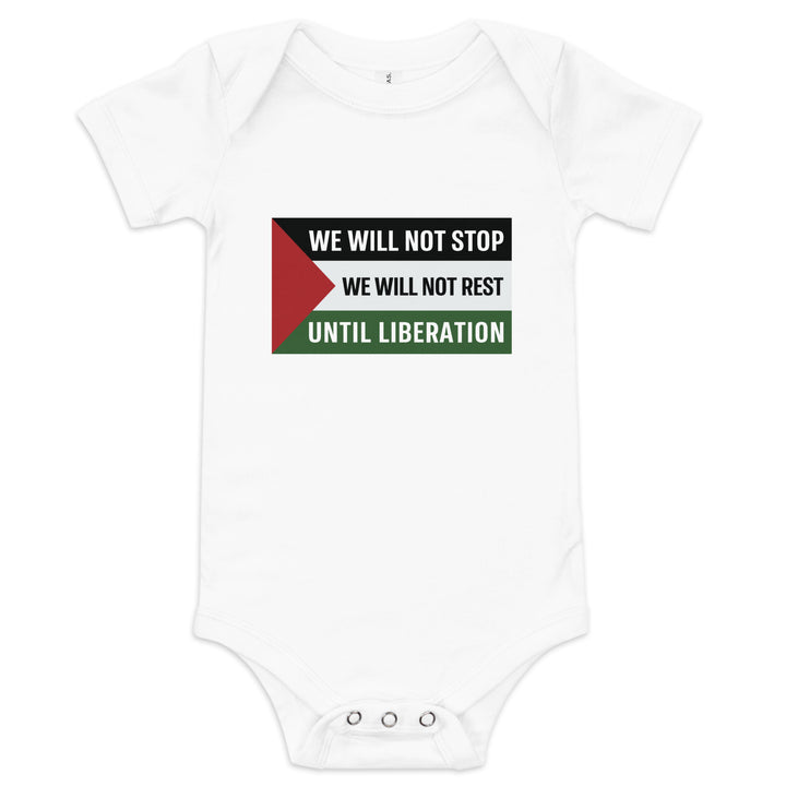 We Will Not Stop - Baby Short Sleeve One Piece, White