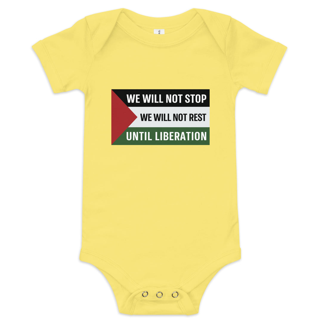 We Will Not Stop - Baby Short Sleeve One Piece, Yellow
