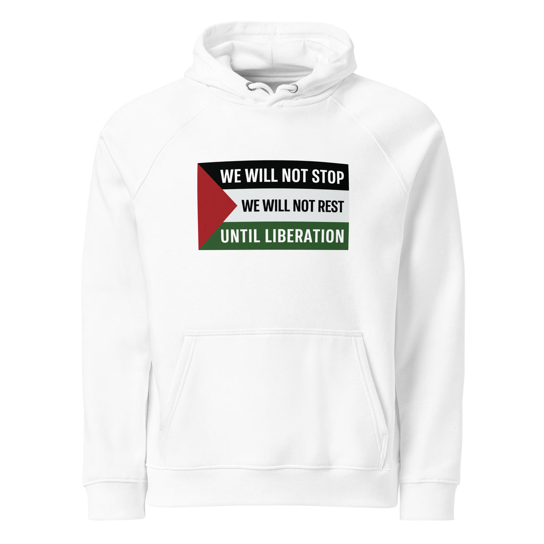 We Will Not Stop - Men’s Eco Raglan Hoodie, Eco Raglan Hoodie White