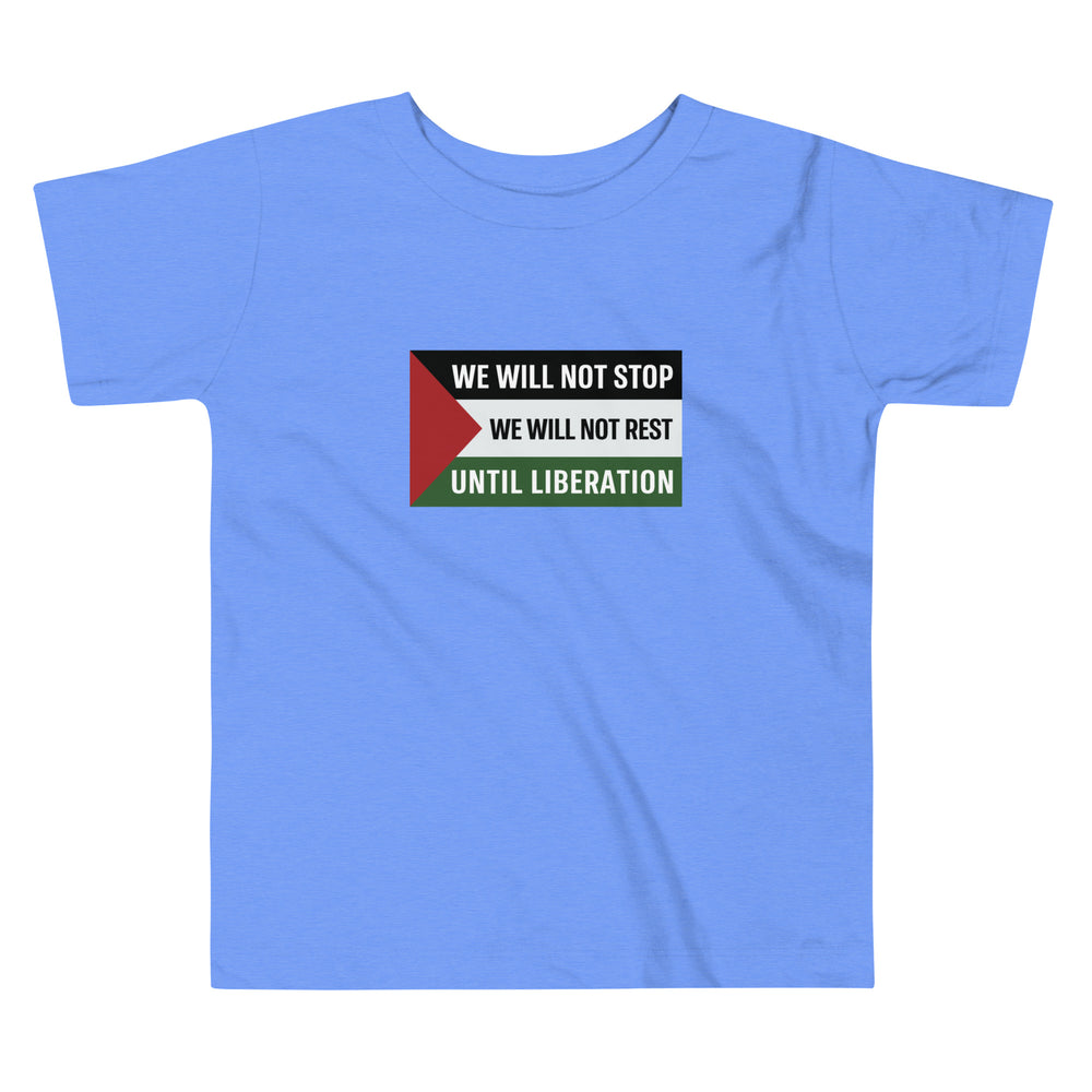 We Will Not Stop - Toddler Short Sleeve Tee, Heather Columbia Blue