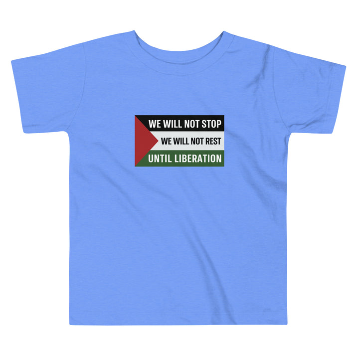 We Will Not Stop - Toddler Short Sleeve Tee, Heather Columbia Blue