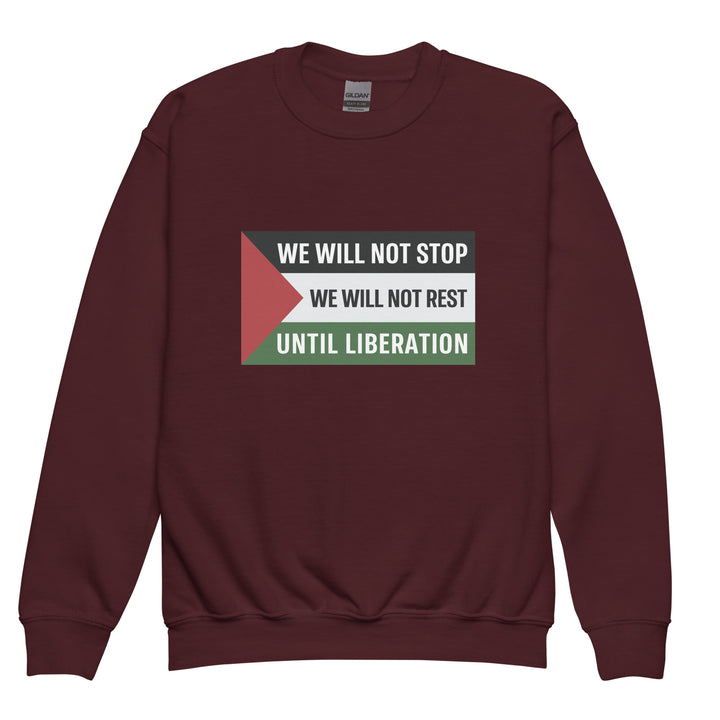 We Will Not Stop - Youth Crewneck Sweatshirt, Maroon