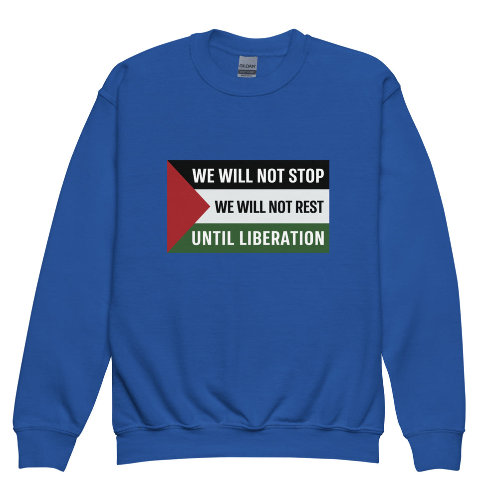 We Will Not Stop - Youth Crewneck Sweatshirt, Royal