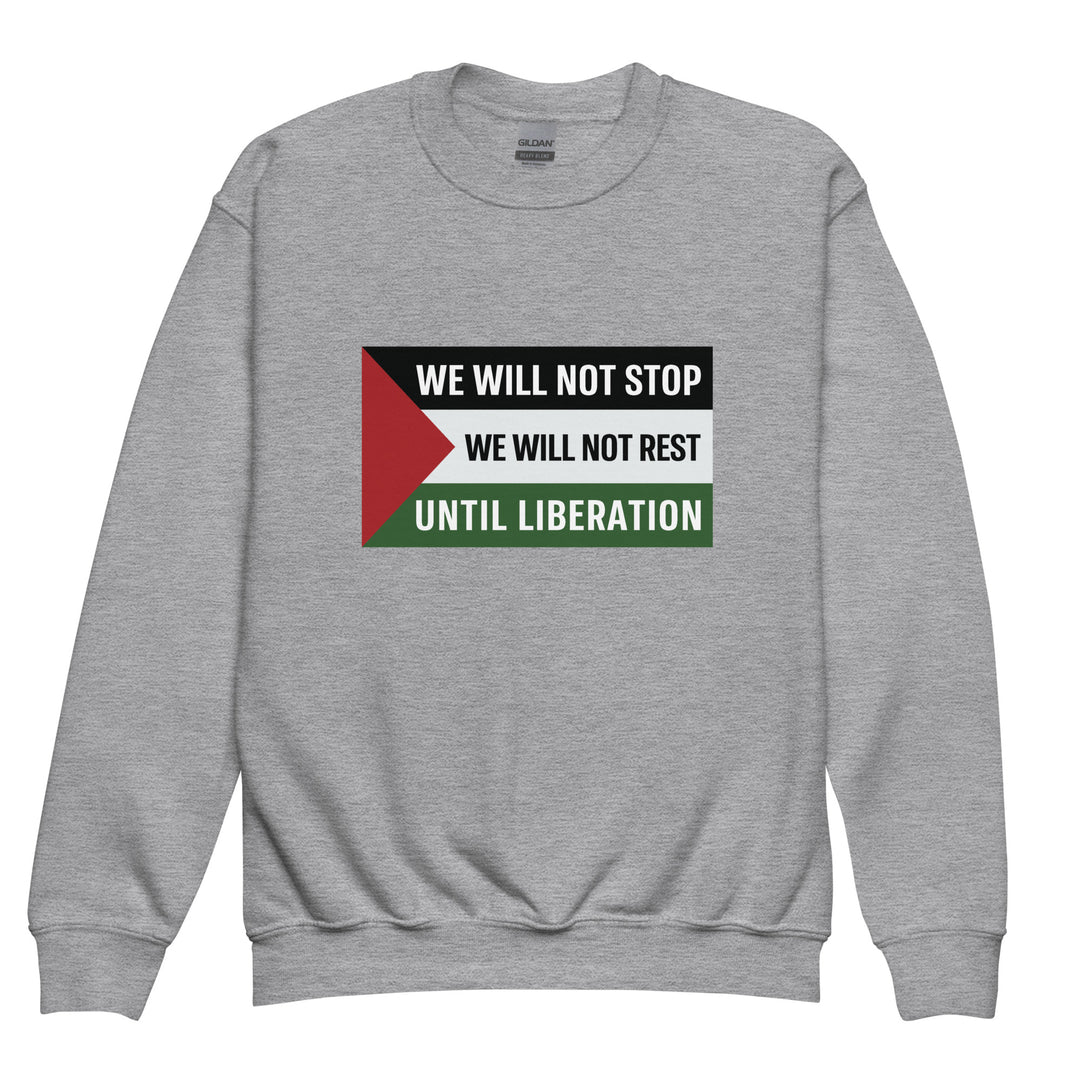 We Will Not Stop - Youth Crewneck Sweatshirt, Sport Grey