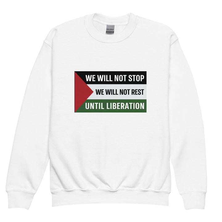 We Will Not Stop - Youth Crewneck Sweatshirt, White