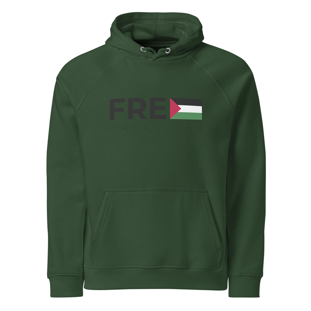 Women’s Eco Raglan Hoodie - Free Palestine, Eco Raglan Hoodie Bottle Green