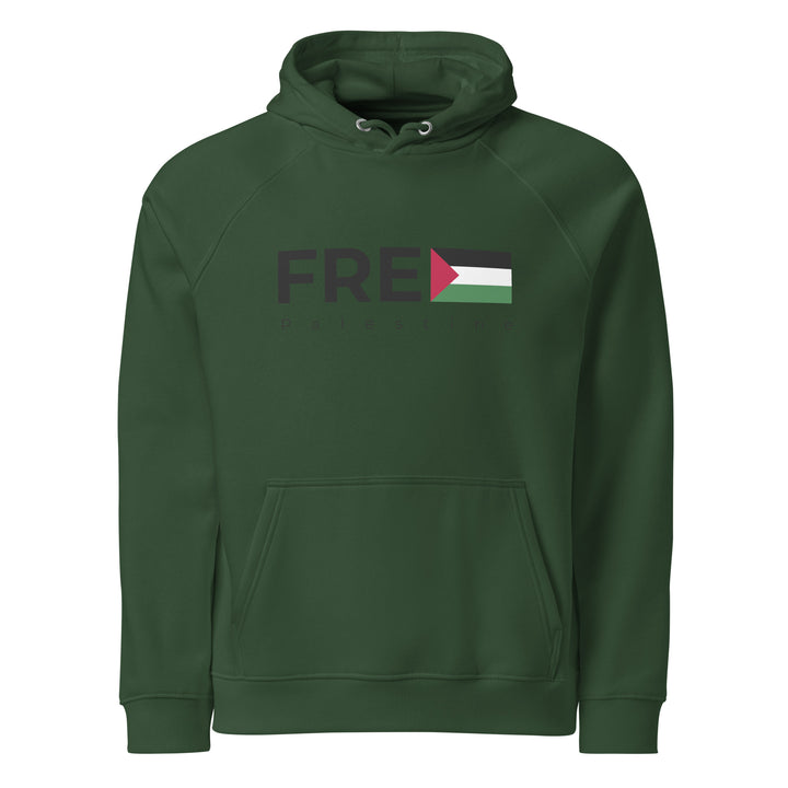 Women’s Eco Raglan Hoodie - Free Palestine, Eco Raglan Hoodie Bottle Green