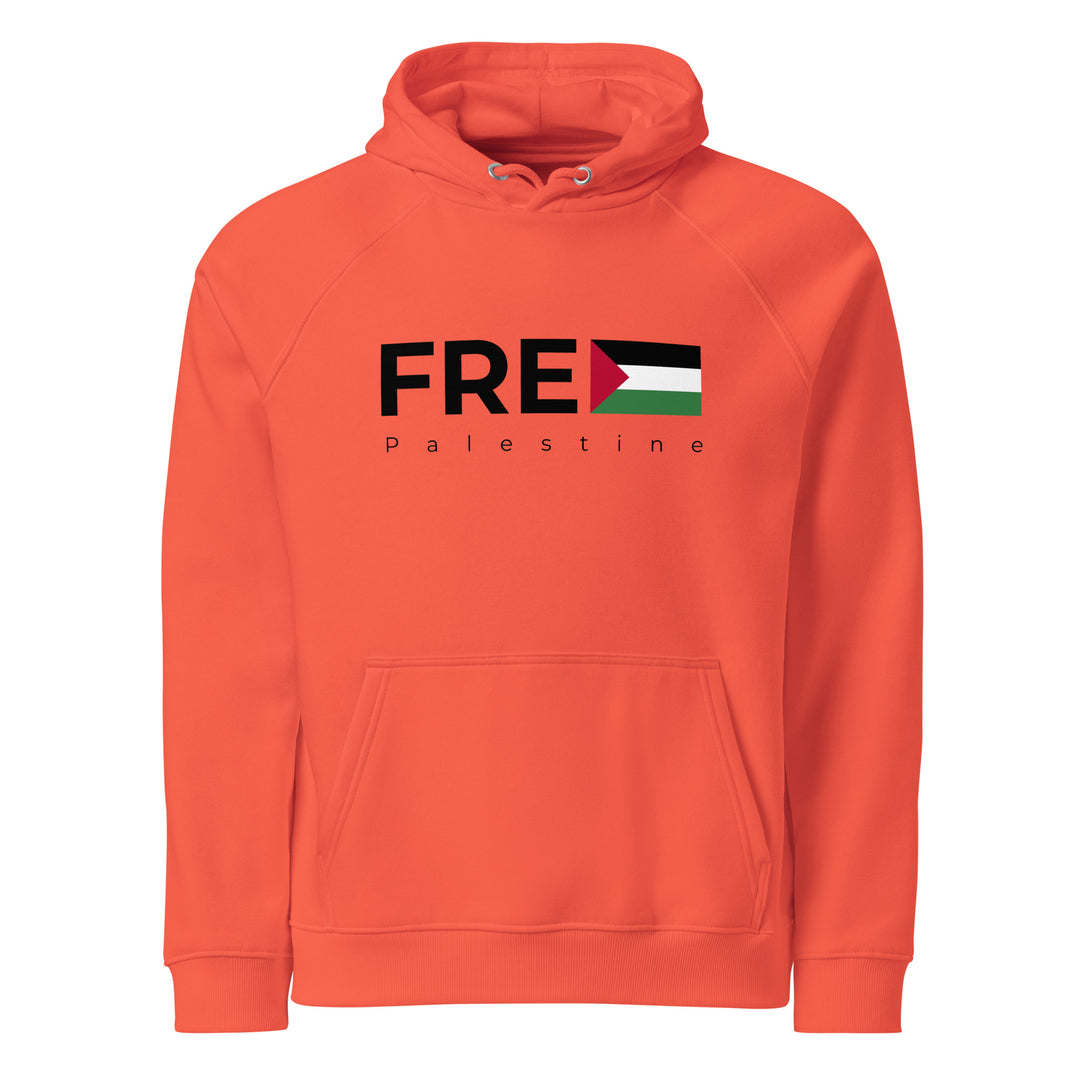 Women’s Eco Raglan Hoodie - Free Palestine, Eco Raglan Hoodie Burnt Orange