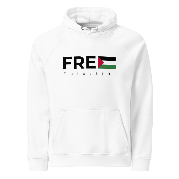 Women’s Eco Raglan Hoodie - Free Palestine, Eco Raglan Hoodie White