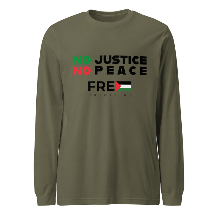 No Justice No Peace - Women’s Long Sleeve Tee, Military Green