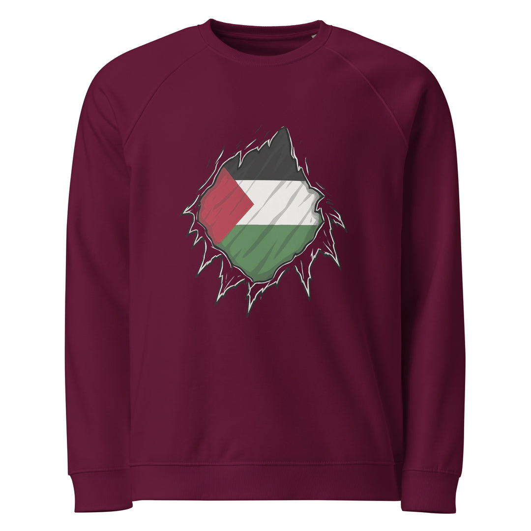 Palestine Hero - Women’s Organic Raglan Sweatshirt, Burgundy