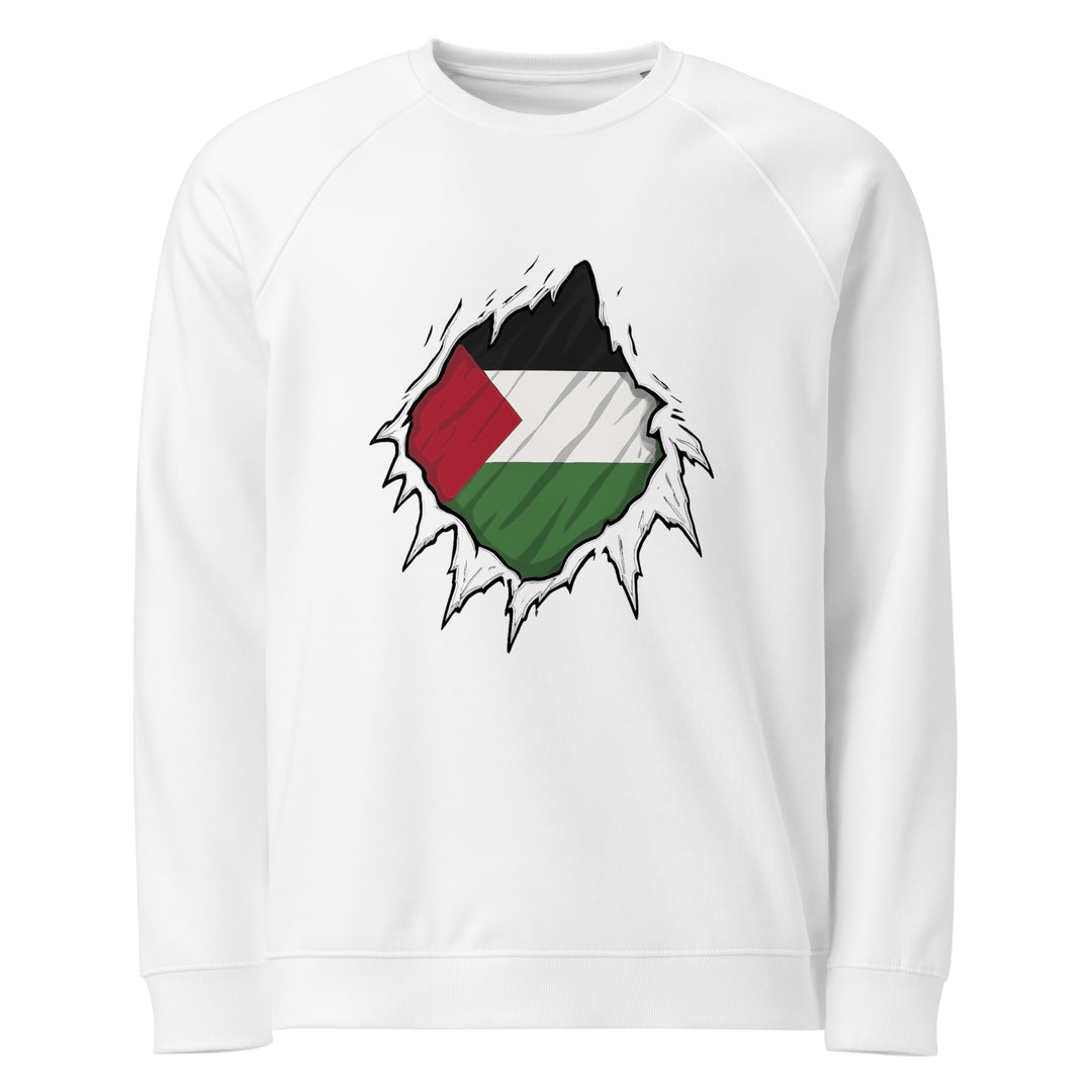 Palestine Hero - Women’s Organic Raglan Sweatshirt, White