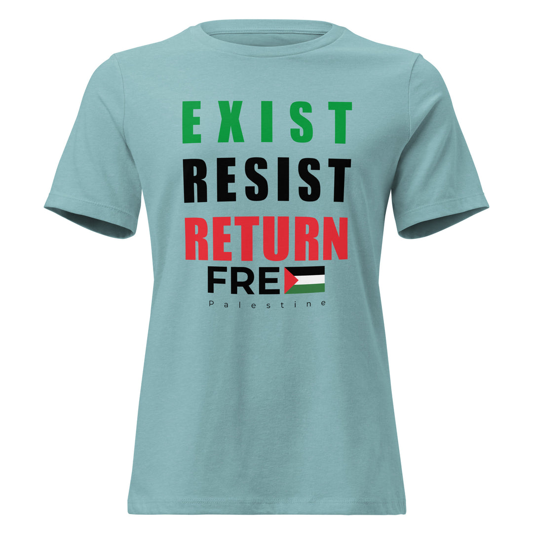Exist. Resist. Return. - Women’s Relaxed T-Shirt, Womens Relaxed T Shirt Heather Blue Lagoon