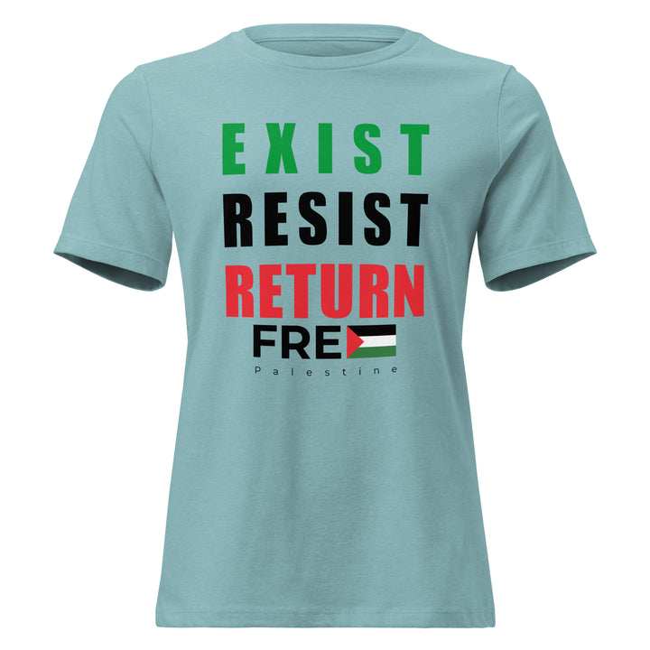 Exist. Resist. Return. - Women’s Relaxed T-Shirt, Womens Relaxed T Shirt Heather Blue Lagoon