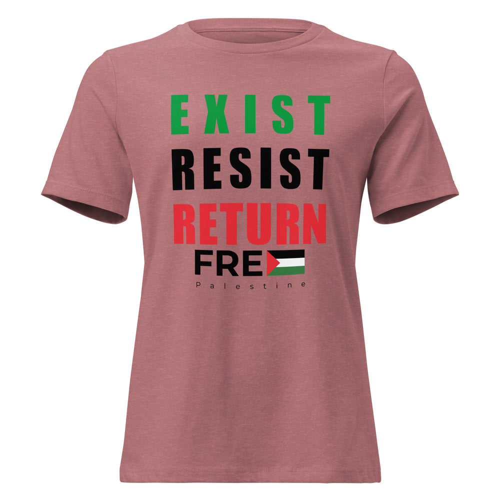 Exist. Resist. Return. - Women’s Relaxed T-Shirt, Womens Relaxed T Shirt Heather Mauve