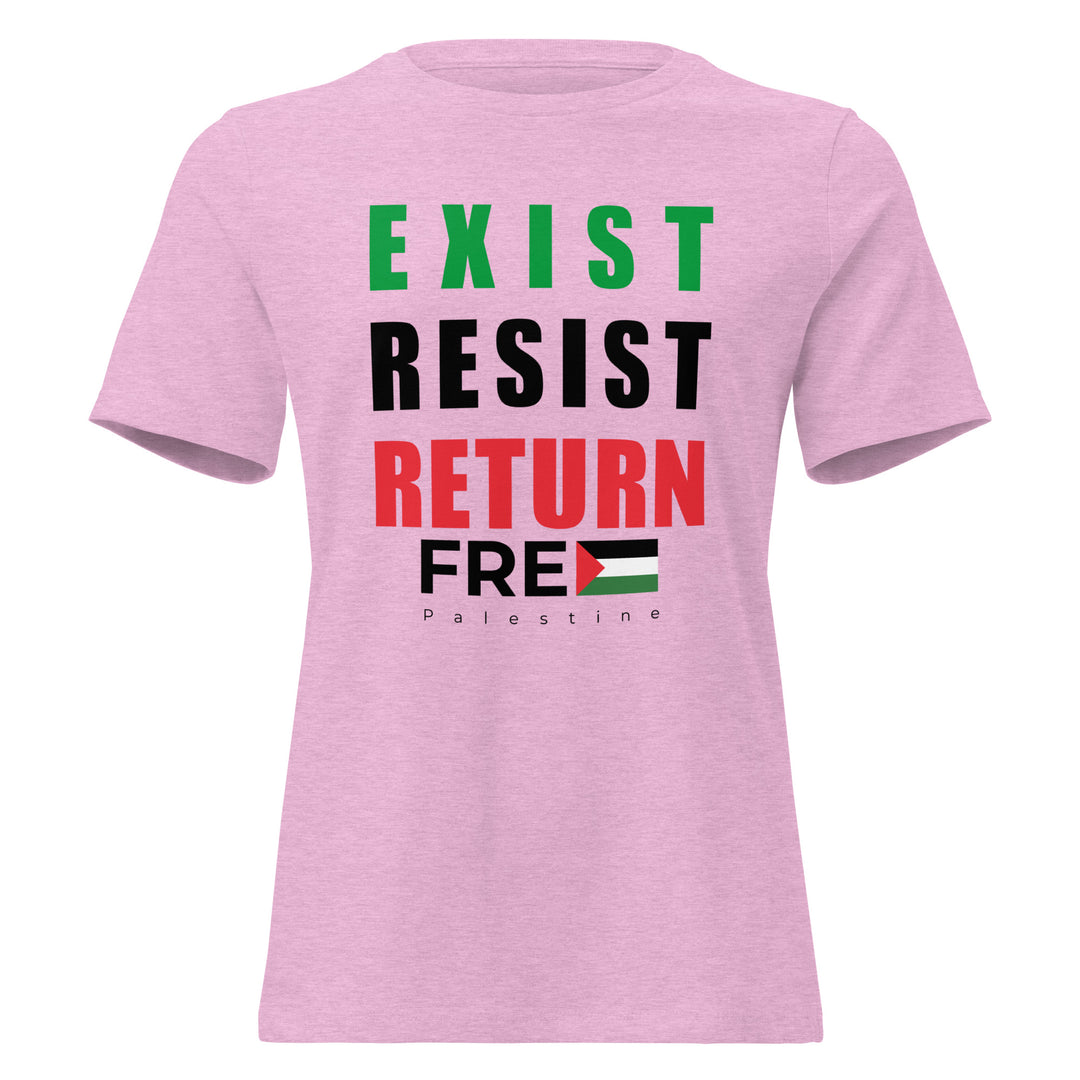 Exist. Resist. Return. - Women’s Relaxed T-Shirt, Womens Relaxed T Shirt Heather Prism Lilac