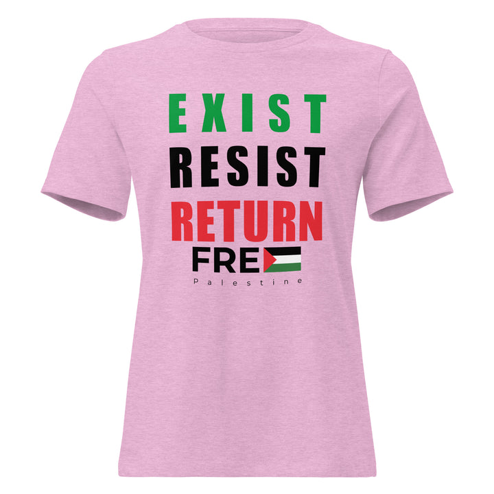 Exist. Resist. Return. - Women’s Relaxed T-Shirt, Womens Relaxed T Shirt Heather Prism Lilac
