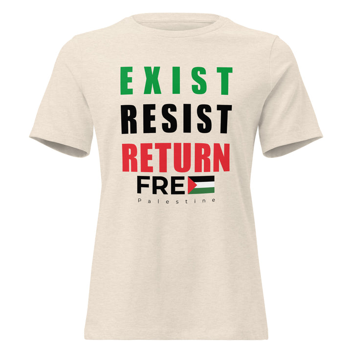 Exist. Resist. Return. - Women’s Relaxed T-Shirt, Womens Relaxed T Shirt Heather Prism Natural