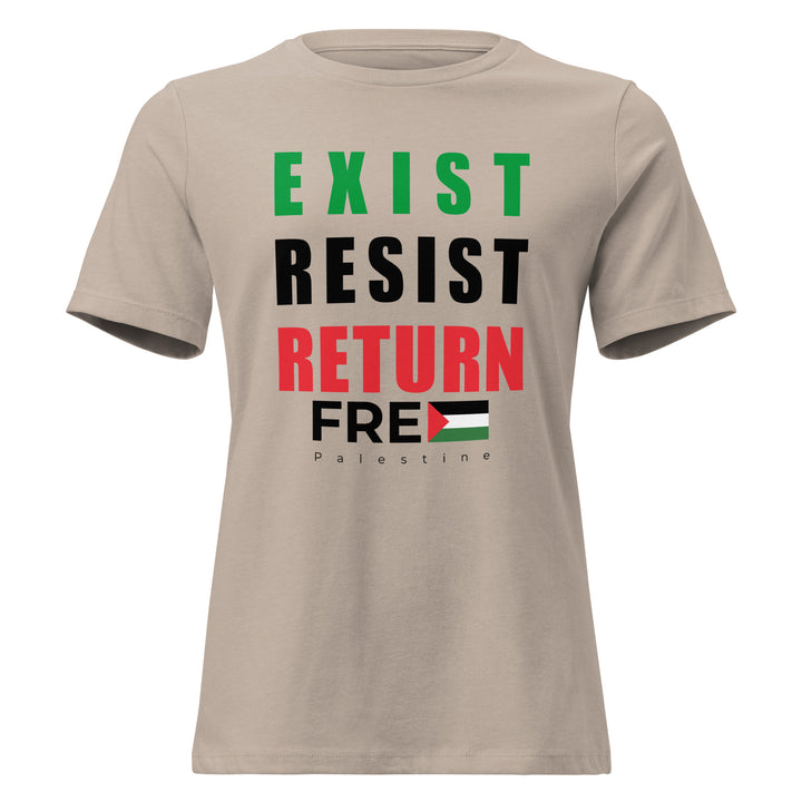 Exist. Resist. Return. - Women’s Relaxed T-Shirt, Womens Relaxed T Shirt Heather Stone