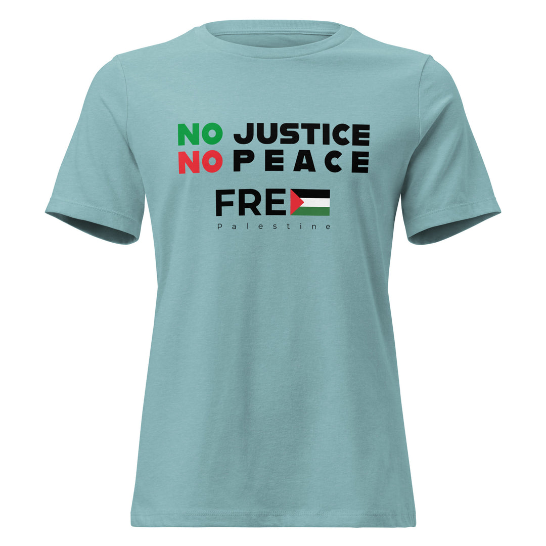 No Justice No Peace - Women’s Relaxed T-Shirt, Womens Relaxed T Shirt Heather Blue Lagoon