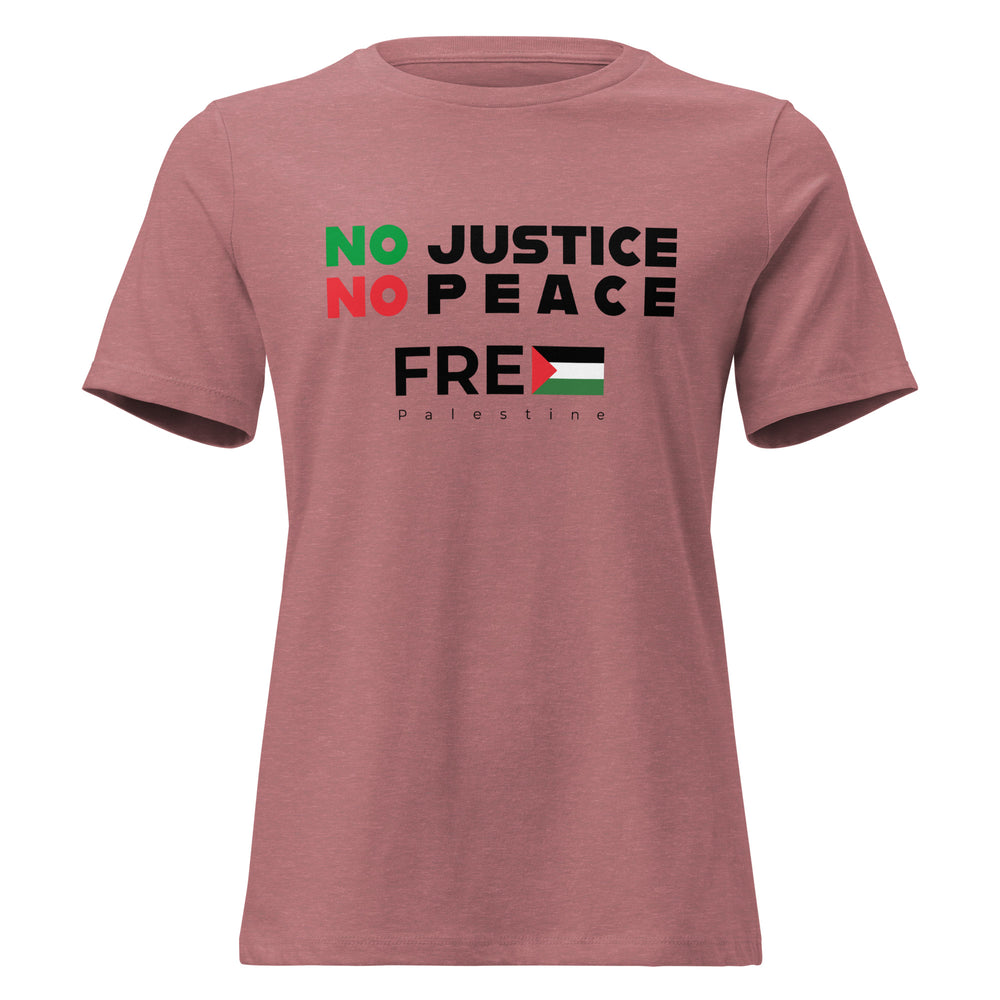 No Justice No Peace - Women’s Relaxed T-Shirt, Womens Relaxed T Shirt Heather Mauve