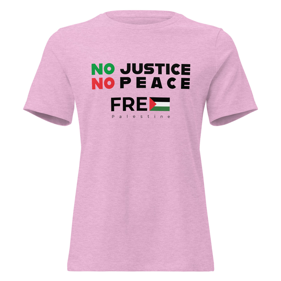 No Justice No Peace - Women’s Relaxed T-Shirt, Womens Relaxed T Shirt Heather Prism Lilac