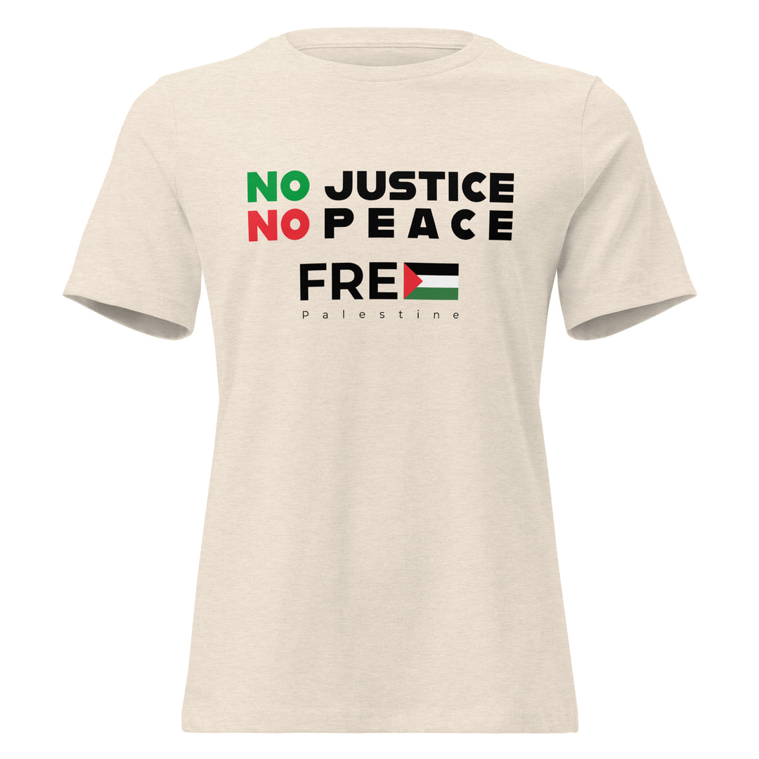 No Justice No Peace - Women’s Relaxed T-Shirt, Womens Relaxed T Shirt Heather Prism Natural