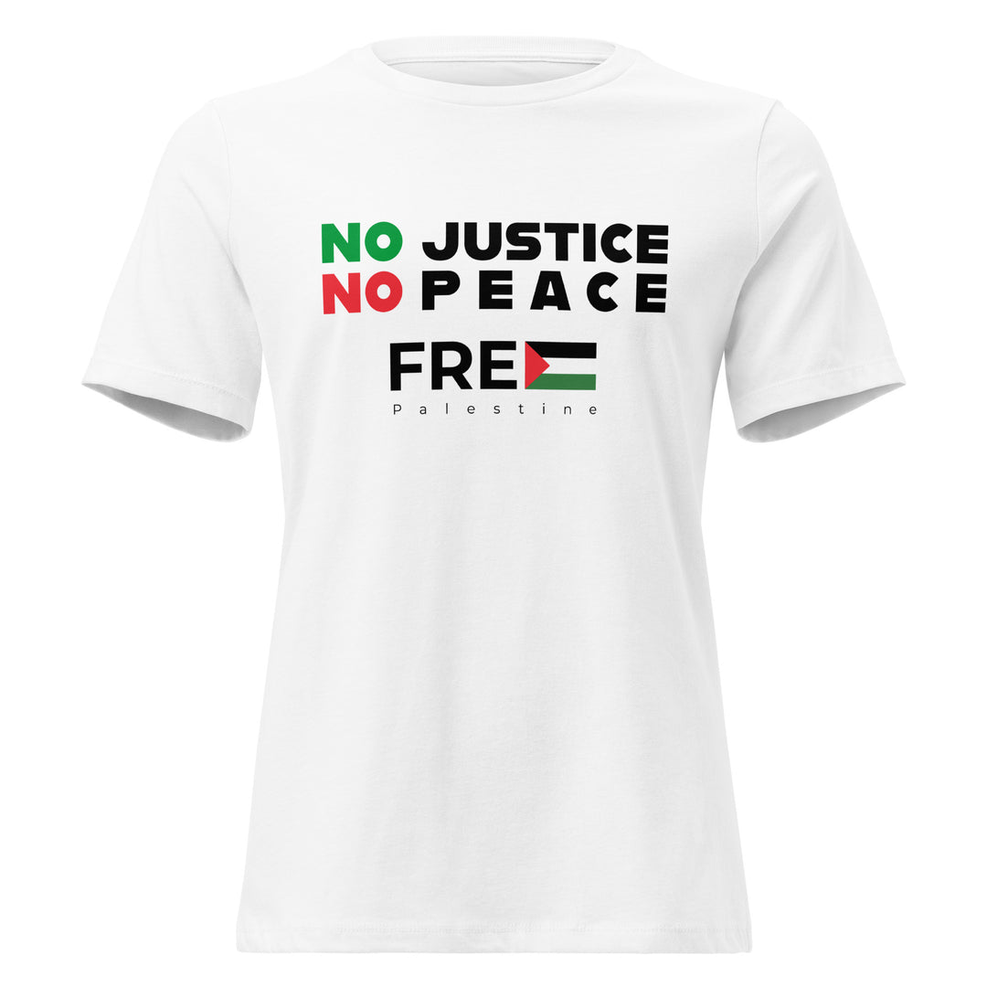 No Justice No Peace - Women’s Relaxed T-Shirt, Womens Relaxed T Shirt White